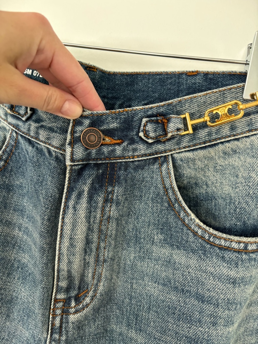Celine High Rise Wide Leg Jeans Size M Blue Medium Wash by Hedi Slimane Waist 27 - Picture 8 of 14